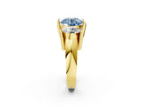 Yellow gold Three Stone Fancy Blue Round Cut Cut Channel Set Diamond Ring_2
