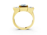 Yellow gold Three Stone Fancy Blue Round Cut Cut Channel Set Diamond Ring_3