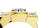 Yellow gold Three Stone Fancy Blue Round Cut Cut Channel Set Diamond Ring_4