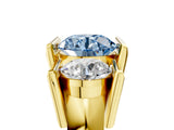 Yellow gold Three Stone Fancy Blue Round Cut Cut Channel Set Diamond Ring_5