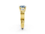 Yellow gold Three-Stone Fancy Blue Round Cut Cut Classic Band Prong Setting Ring_2