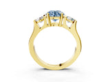 Yellow gold Three-Stone Fancy Blue Round Cut Cut Classic Band Prong Setting Ring_3