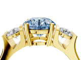 Yellow gold Three-Stone Fancy Blue Round Cut Cut Classic Band Prong Setting Ring_4