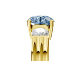 Yellow gold Three-Stone Fancy Blue Round Cut Cut Classic Band Prong Setting Ring_5