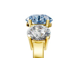 Yellow gold Three-Stone Fancy Blue Round Cut Cut Diamond Engagement Ring with Flat Band and Four-Prong Setting_17