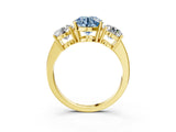 Yellow gold Three-Stone Fancy Blue Round Cut Cut Diamond Engagement Ring with Flat Band and Four-Prong Setting_3
