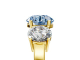 Yellow gold Three-Stone Fancy Blue Round Cut Cut Diamond Engagement Ring with Flat Band and Four-Prong Setting_5