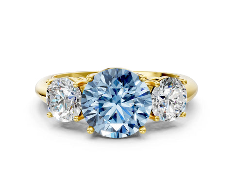 Yellow gold Three-Stone Fancy Blue Round Cut Cut Diamond Engagement Ring with Prong Setting on a White Gold Band_24