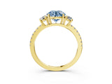 Yellow gold Three-Stone Fancy Blue Round Cut Cut Diamond Pavé Band with Prong Setting_42