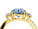 Yellow gold Three-Stone Fancy Blue Round Cut Cut Diamond Pavé Band with Prong Setting_43