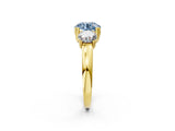 Yellow gold Three-Stone Fancy Blue Round Cut Cut Diamond Ring with Channel Set Band and Four-Prong Setting_2