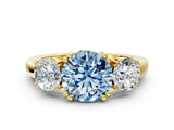 Yellow gold Three-Stone Fancy Blue Round Cut Cut Diamond Ring with Channel Set Band and Four-Prong Setting_24