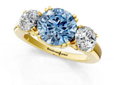 Yellow gold Three-Stone Fancy Blue Round Cut Cut Diamond Ring with Channel Set Band and Four-Prong Setting_25