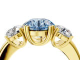Yellow gold Three-Stone Fancy Blue Round Cut Cut Diamond Ring with Channel Set Band and Four-Prong Setting_28