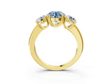 Yellow gold Three-Stone Fancy Blue Round Cut Cut Diamond Ring with Channel Set Band and Four-Prong Setting_3