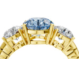 Yellow gold Three-Stone Fancy Blue Round Cut Cut Diamond Ring with Channel-Set Band and Prong Setting_4