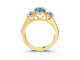Yellow gold Three-Stone Fancy Blue Round Cut Cut Diamond Ring with Prong Setting and Classic Band_3