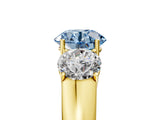 Yellow gold Three-Stone Fancy Blue Round Cut Cut Diamond Ring with Prong Setting and Classic Band_5