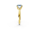 Yellow gold Three-Stone Fancy Blue Round Cut Cut Diamond Ring with Trillion Side Stones and Four-Prong Setting_5