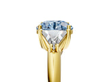 Yellow gold Three-Stone Fancy Blue Round Cut Cut Diamond Ring with Trillion Side Stones and Four-Prong Setting_8