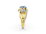 Yellow gold Three-Stone Fancy Blue Round Cut Cut Diamond Split Shank Prong Set Ring_2
