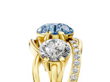 Yellow gold Three-Stone Fancy Blue Round Cut Cut Diamond Split Shank Prong Set Ring_5