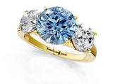 Yellow gold Three-Stone Fancy Blue Round Cut Cut Solitaire Ring with Classic Prong Setting_1