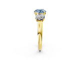 Yellow gold Three-Stone Fancy Blue Round Cut Cut Solitaire Ring with Classic Prong Setting_2