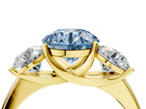 Yellow gold Three-Stone Fancy Blue Round Cut Cut Solitaire Ring with Classic Prong Setting_4