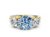 Yellow gold Three-Stone Fancy Blue Round Cut Diamond Braided Band Ring with Four-Prong Setting_40