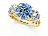 Yellow gold Three-Stone Fancy Blue Round Cut Diamond Braided Band Ring with Four-Prong Setting_41