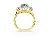 Yellow gold Three-Stone Fancy Blue Round Cut Diamond Braided Band Ring with Four-Prong Setting_43