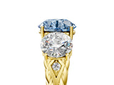 Yellow gold Three-Stone Fancy Blue Round Cut Diamond Braided Band Ring with Four-Prong Setting_45