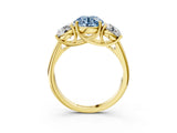 Yellow gold Three-Stone Fancy Blue Round Cut Diamond Engagement Ring with Prong Setting_6