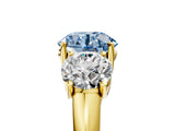 Yellow gold Three-Stone Fancy Blue Round Cut Diamond Engagement Ring with Prong Setting_8