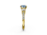 Yellow gold Three-Stone Fancy Blue Round  Cut Diamond Pavé Band with Four-Prong Setting_30