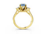 Yellow gold Three-Stone Fancy Blue Round  Cut Diamond Pavé Band with Four-Prong Setting_31