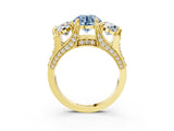 Yellow gold Three-Stone Fancy Blue Round  Cut Diamond Ring with Channel-Set Band and Four-Prong Setting_52
