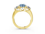 Yellow gold Three-Stone Fancy Blue Round  Cut Diamond Ring with Channel-Set Band and Four-Prong Setting_53