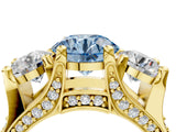Yellow gold Three-Stone Fancy Blue Round  Cut Diamond Ring with Channel-Set Band and Four-Prong Setting_53