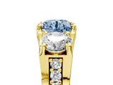 Yellow gold Three-Stone Fancy Blue Round  Cut Diamond Ring with Channel-Set Band and Four-Prong Setting_54