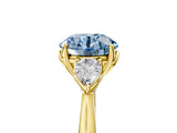 Yellow gold Three-Stone Fancy Blue Round Cut Diamond Ring with Pear  Side Stones in Four-Prong Setting_41