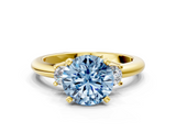 Yellow gold Three-Stone Fancy Blue Round  Cut Diamond Solitaire with Prong Setting and Classic Band_28