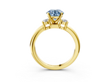 Yellow gold Three-Stone Fancy Blue Round  Cut Diamond Solitaire with Prong Setting and Classic Band_31