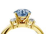 Yellow gold Three-Stone Fancy Blue Round  Cut Diamond Solitaire with Prong Setting and Classic Band_32