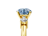 Yellow gold Three-Stone Fancy Blue Round  Cut Diamond Solitaire with Prong Setting and Classic Band_33