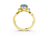 Yellow gold Three-Stone Fancy Blue Round  Cut Diamond Twist Band with Prong Setting_59
