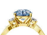 Yellow gold Three-Stone Fancy Blue Round  Cut Diamond Twist Band with Prong Setting_60