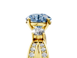 Yellow gold Three-Stone Fancy Blue Round  Cut Diamond Twist Band with Prong Setting_61