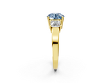 Yellow gold Three-Stone Fancy Blue Round  Cut Solitaire Ring with Prong Setting_5
